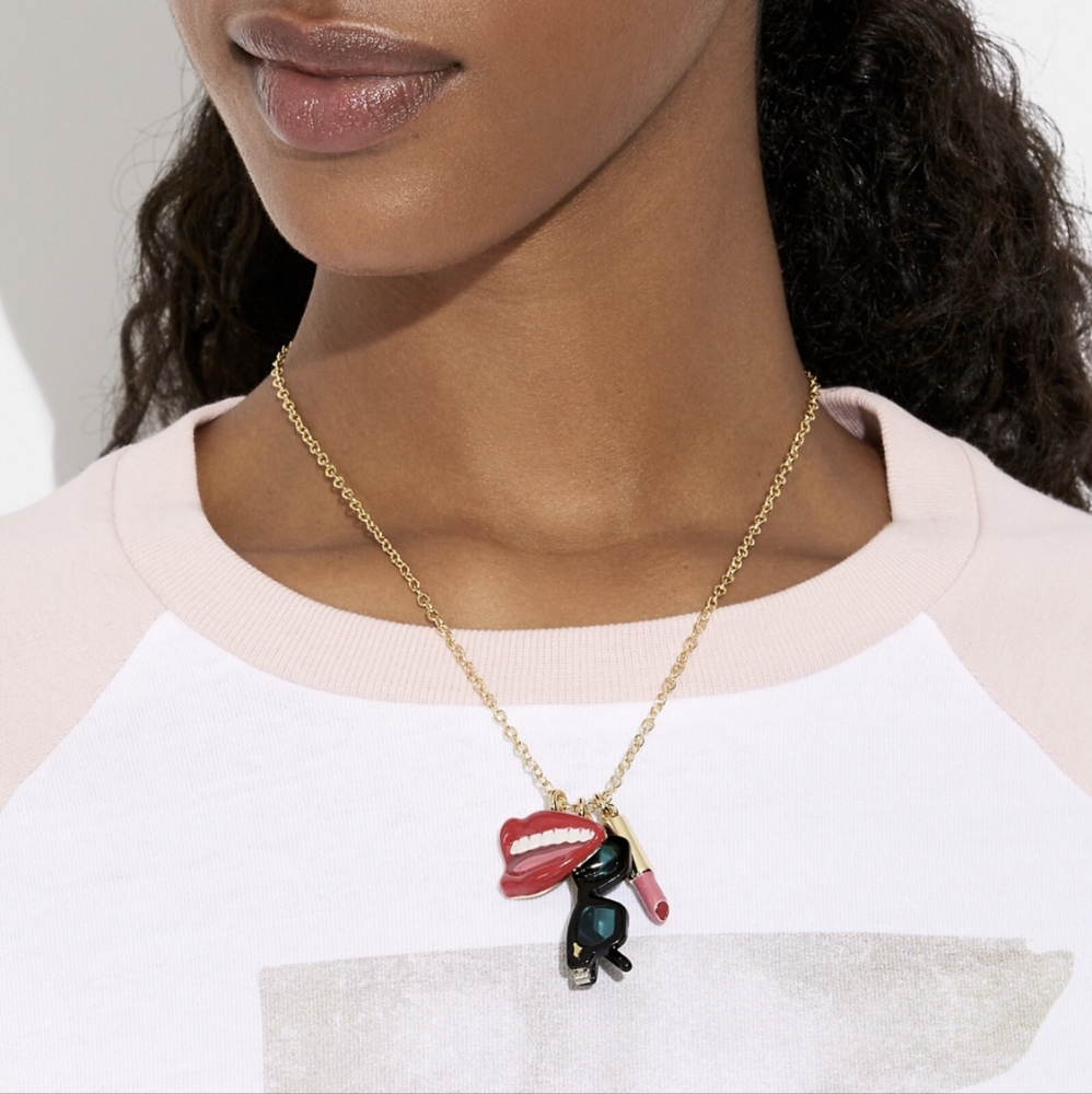 Limited Edition Coach X Tom Wesselmann Sunglasses Lips Lipstick Necklace